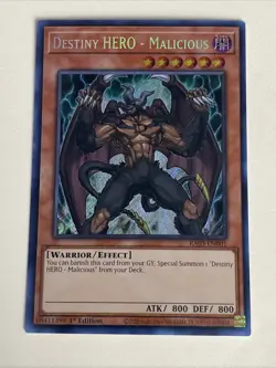 Yugioh Destiny HERO Malicious x 3 - 1st Edition Secret Rare NM - Free Holo Card - Image 3