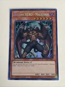 Yugioh Destiny HERO Malicious x 3 - 1st Edition Secret Rare NM - Free Holo Card - Image 4