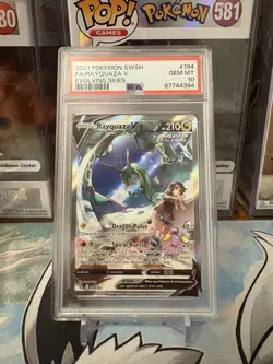 Pokemon TCG Evolving Skies Rayquaza v Card 194/203 SWSH PSA 10 - Image 1