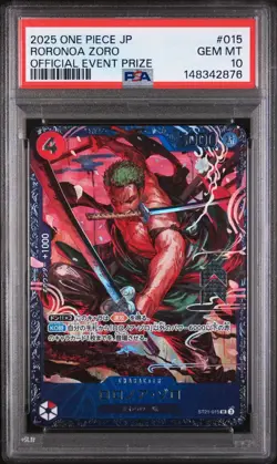 PSA 10 One Piece Card Roronoa Zoro Flagship Battle Top 8 Promo ST21-015 Japan - Image 1