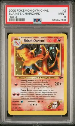 Blaine's Charizard 2/132 PSA 9 Gym Challenge Pokemon Unlimited - Image 1