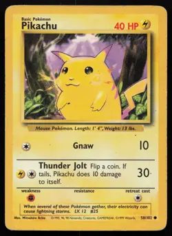 Pokemon Vintage Pikachu 058/102 Base Set - HP / DMG - Image 1