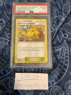 Pokemon TCG PSA 9 Champions Festival 2018 SM148 Festa dei Campioni ITALIAN - Image 1