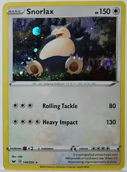 HD Swirl 🌀 Snorlax 140/202 Cosmos Holo Bleed Error Rare Pokemon TCG ✨ - Image 2