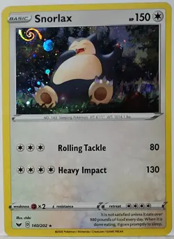 HD Swirl 🌀 Snorlax 140/202 Cosmos Holo Bleed Error Rare Pokemon TCG ✨ - Image 3