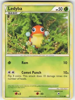 Ledyba 71/123 Common HeartGold & SoulSilver Pokemon Moderately Played - Image 1