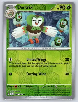 Dartrix 004/064 Common Shrouded Fable Pokemon Reverse Holo Near Mint - Image 1
