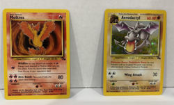 SET of 2: 1999 Fossil Pokemon Cards: MOLTRES #27/62 & AERODACTYL **HOLO** #1/62 - Image 3