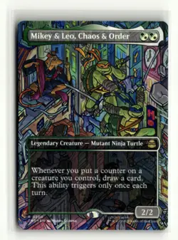 Mikey & Leo Chaos & Order MTG Teenage Mutant Ninja Turtles TMT Borderless Rare - Image 1
