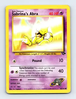 Sabrina's Abra (93) 093/132 Gym Challenge Non Holo Pokemon Card LP - Image 1