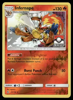 Pokemon Cards Infernape 23/156 Pokemon League STAMPED Holo LP - Image 1