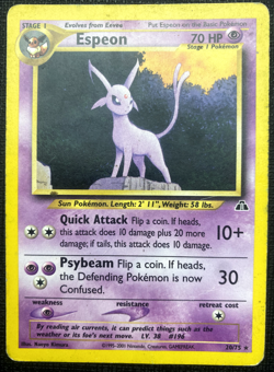 Espeon 20/75 Neo Discovery Regular Rare HP Pokemon 2001 - Image 1