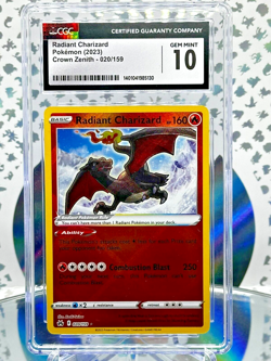 CGC 10 Radiant Charizard 020/159 Crown Zenith Shiny/Radiant Rare Pokemon Card - Image 1