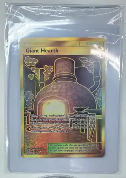 Pokemon TCG Giant Hearth 263/236 Cosmic Eclipse Secret Rare Gold Stadium Card - Image 1