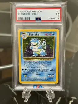 Pokemon TCG Base Set Unlimited Blastoise Holo 2/102 PSA 5 - Image 1