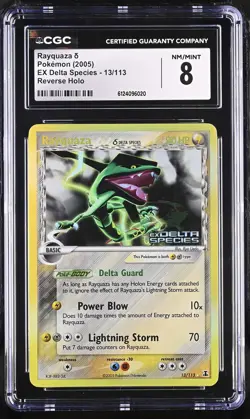 Rayquaza Delta Species #13 Reverse Holo Pokemon EX Delta Species Stamped CGC 8 - Image 1