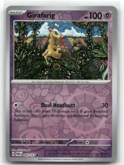 Girafarig Reverse Holo 083/167 SV06: Twilight Masquerade Common Pokemon TCG - Image 1