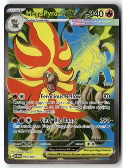 MEGA PYROAR EX 099/086 ULTRA RARE CHAOS RISING POKEMON NEAR MINT - Image 1