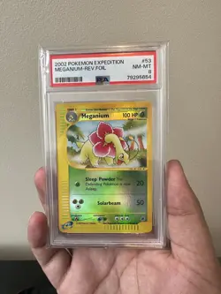PSA 8 NM-MT 2002 POKEMON EXPEDITION SET MEGANIUM REVERSE HOLO CARD 53/165 - Image 3