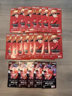 20 One Piece Sleeved Boosters 15 Carrying On His Will OP13+5 Time of Battle OP16 - Image 1
