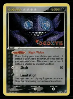 Sableye 23/107 Rare Deoxys Pokemon Reverse Holo MP (CLEAN FRONT) - Image 1