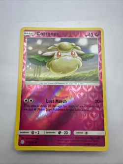 REVERSE HOLO Pokemon Sun & Moon Cosmic Eclipse TCG Card Cottonee 147/236 - Image 1