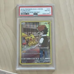 Pokemon Pikachu Holo Full Art Secret Rare Card Cosmic Eclipse 241/236 NM PSA 8 - Image 1