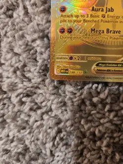 Pokemon Mega Lucario EX Card 188/132 Hyper Rare Gold Mega Evolution - Image 4