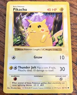 1999 Pokemon Base Set Shadowless Red Cheeks Pikachu 58/102 - LP - Image 2