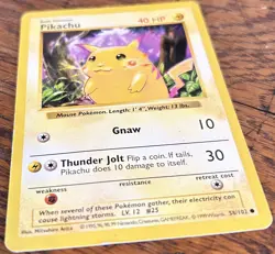 1999 Pokemon Base Set Shadowless Red Cheeks Pikachu 58/102 - LP - Image 4
