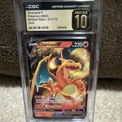 Pokemon TCG Swsh09 Brilliant Stars Charizard V 017/172 Holo CGC Pristine 10 2022 - Image 1