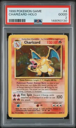 1999 POKEMON BASE SET UNLIMITED #4 CHARIZARD-HOLO PSA 2 - Image 1