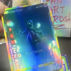 Mewtwo fan Art Holo Rare English Pokemon - Image 2