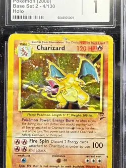 2000 Base Set 2 Charizard Holo CGC 1 Poor WOTC Vintage Pokemon Card, PSA, CGC - Image 2