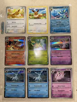 Pokemon TCG Fusion Strike Eevee Vaporeon Flareon Leafeon Glaceon 9-Card Lot - Image 1