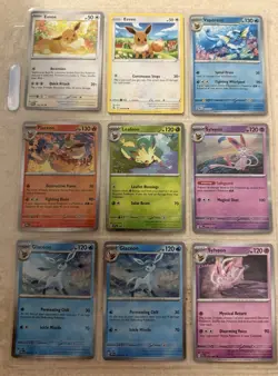 Pokemon TCG Fusion Strike Eevee Vaporeon Flareon Leafeon Glaceon 9-Card Lot - Image 2