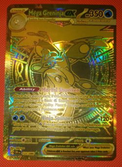 Gold Mega Greninja Ex MHR 122/086 From Chaos Rising MP Pokemon Card English - Image 1