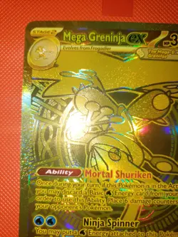 Gold Mega Greninja Ex MHR 122/086 From Chaos Rising MP Pokemon Card English - Image 3