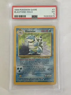 Pokemon Base Set Blastoise Holo PSA 5 EX Excellent 2/102 - Image 1