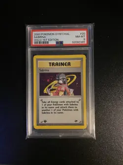 2000 Pokemon Gym Challenge 1st Edition #20 Sabrina Holo PSA 8 W/swirl - Image 1