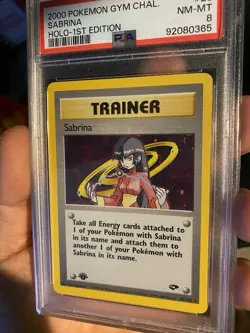 2000 Pokemon Gym Challenge 1st Edition #20 Sabrina Holo PSA 8 W/swirl - Image 3