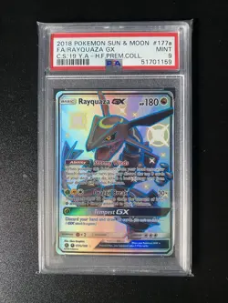 Pokemon PSA 9 Shiny Rayquaza GX 177a/168 Hidden Fates Premium Collection Promo - Image 1