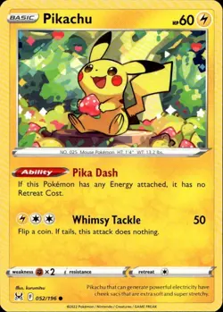 PIKACHU 052/196 Pokemon Card Lost Origin Near Mint - Image 1