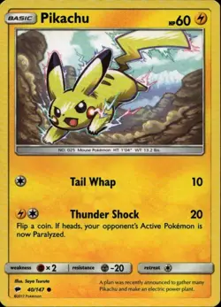 PIKACHU 40/147 Pokemon Card Burning Shadows Near Mint - Image 1