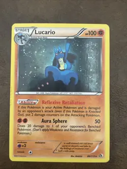 RARE Lucario STAGE 1 80/113 Pokemon Holo Print Legendary Treasures 2013 Card - Image 1