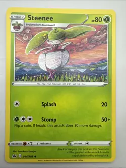 014/198 Steenee Uncommon Pokemon Sword & Shield Chilling Reign Tomokazu Komiya - Image 1