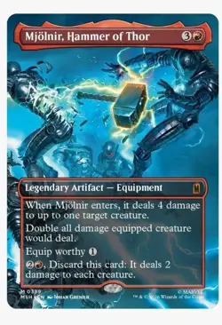 x1 Mjolnir, Hammer of Thor (0339) - Foil - Borderless M MTG Marvel Super Heroes - Image 1