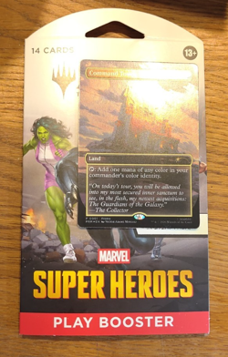 MTG Command Tower 0001 Marvel Super Heroes Exclusive Promo Foil + Booster Pack - Image 1