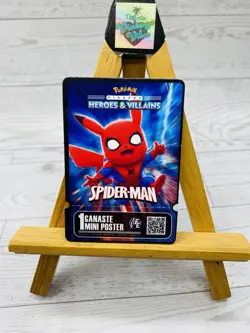 Pikachu as Spider-Man Box Hit Non-Pokemon Marvel Fan Art Poster Prize Card - Image 1
