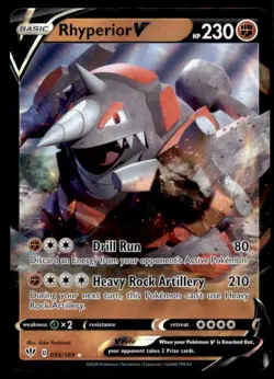 2020 Pokemon TCG Sword & Shield Darkness Ablaze #095 Rhyperior V UR - Image 1